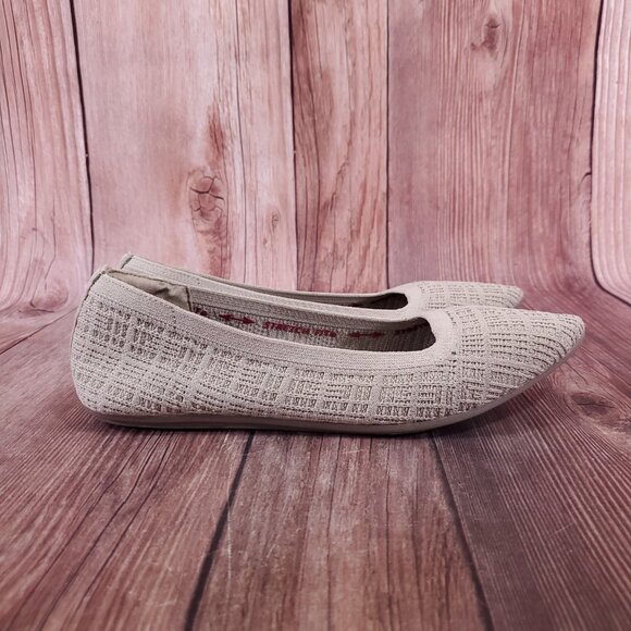 Skechers Cleo Point Toe Ballet Flats Womens Size 8.5 Knit Slip On Natural 158308 - Picture 3 of 15